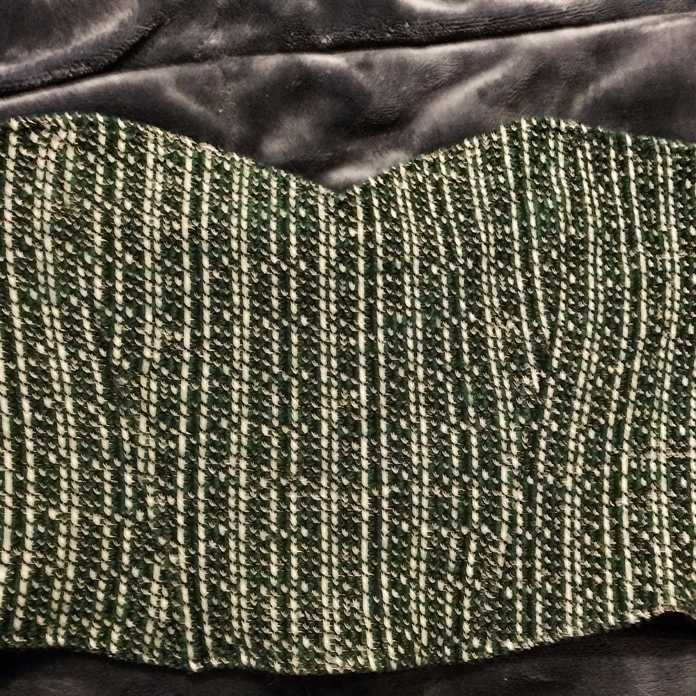 ZARA Green and White Textured Strapless Top